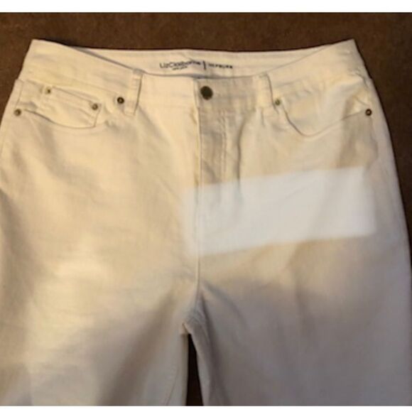 LIZ CLAIBORNE HEPBURN JEANS, OFF WHITE, SIZE 16- NWOT inseam 32” - Picture 2 of 6